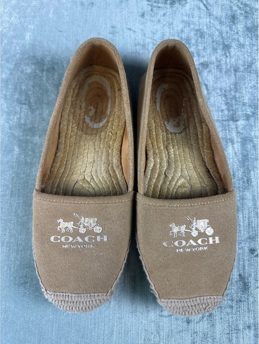 Coach New York Beige Suede Espadrille Flats Women’s 7.5B